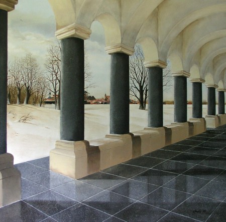 Ootmarsum in de winter 140 x 140 cm - particulier bezit -